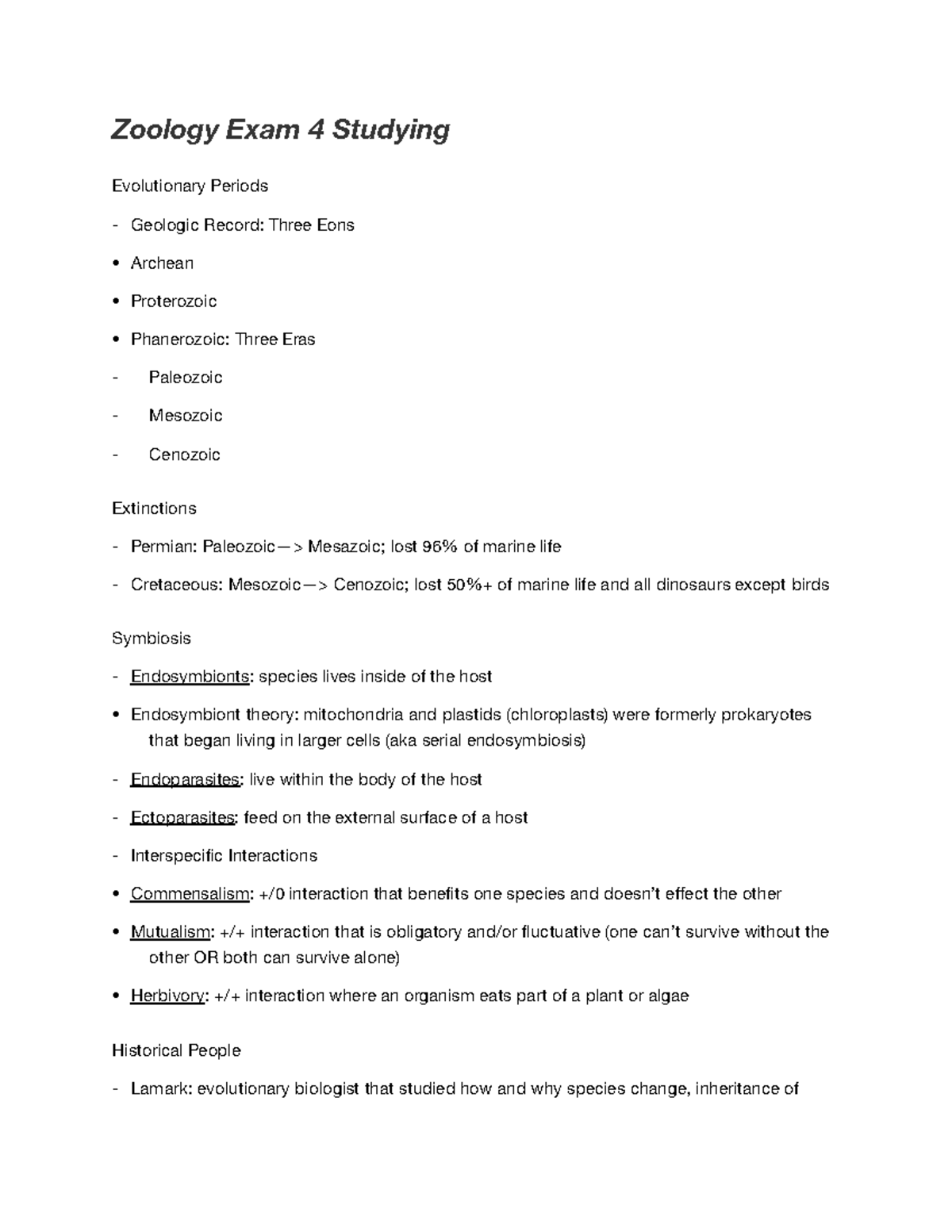 Zoology Exam 4 Study Guide: Evolution, Ecology, and Natural Selection ...