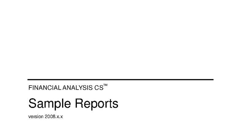 Financial Analysis CS: Sample Reports for Liberty Medical Group 2008 ...