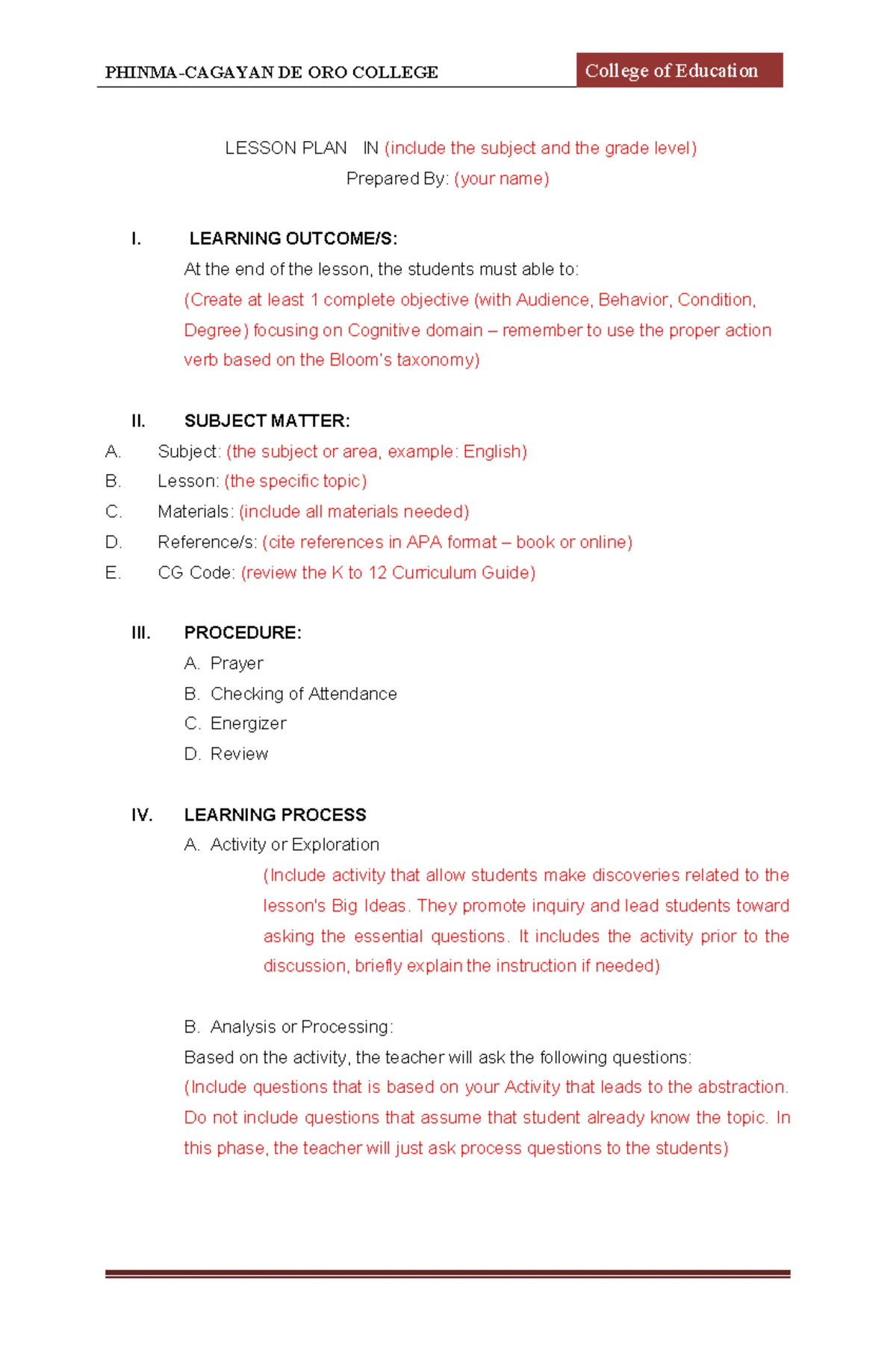 Grade 10 PE Lesson Plan: Contemporary Dance (Physical Ed 10) - Studocu