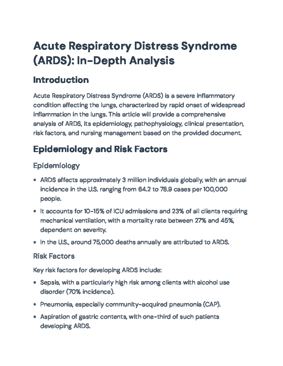 Acute Respiratory Distress Syndrome (ARDS): Nursing Care & Management ...
