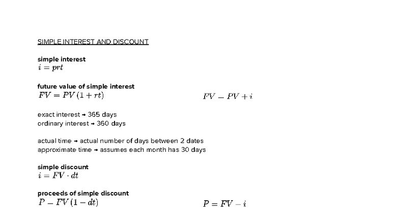 SIMPLE INTEREST & COMPOUND INTEREST FORMULAS (FIN 101) - Studocu