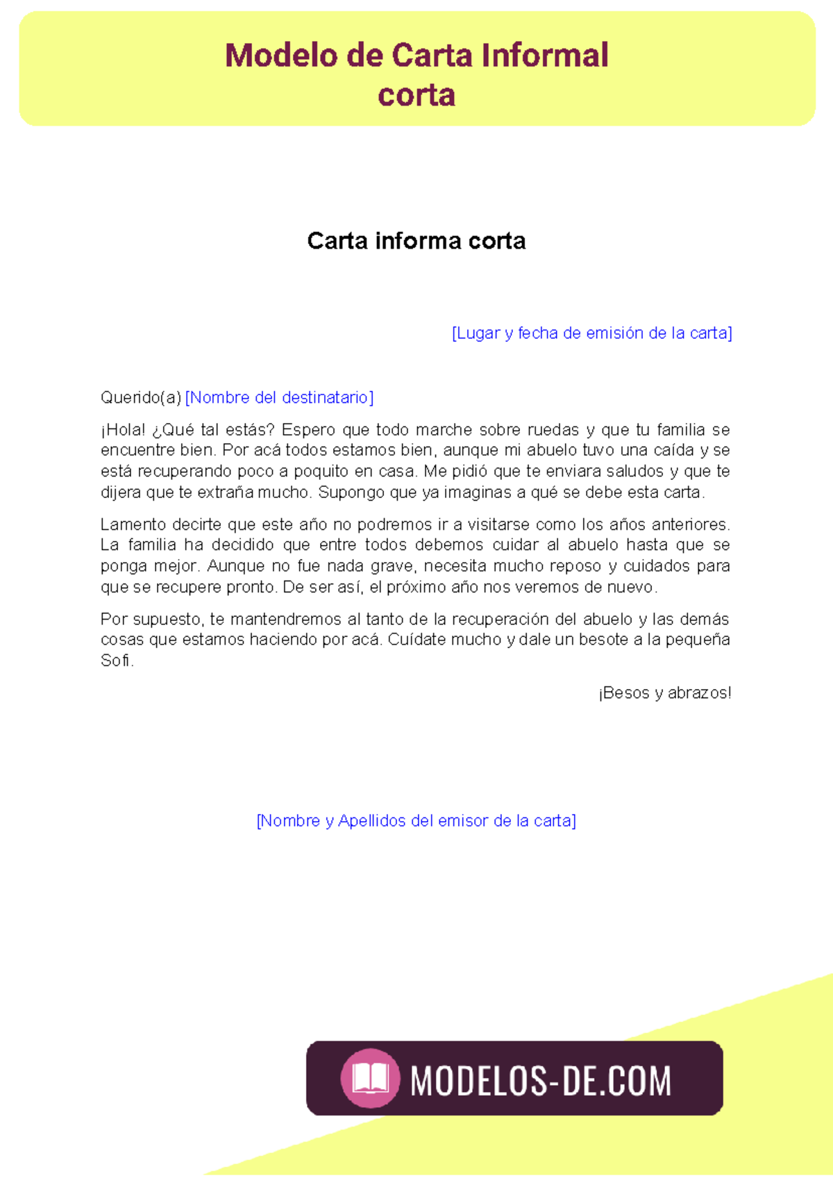 Formato De Carta Comercial Informal