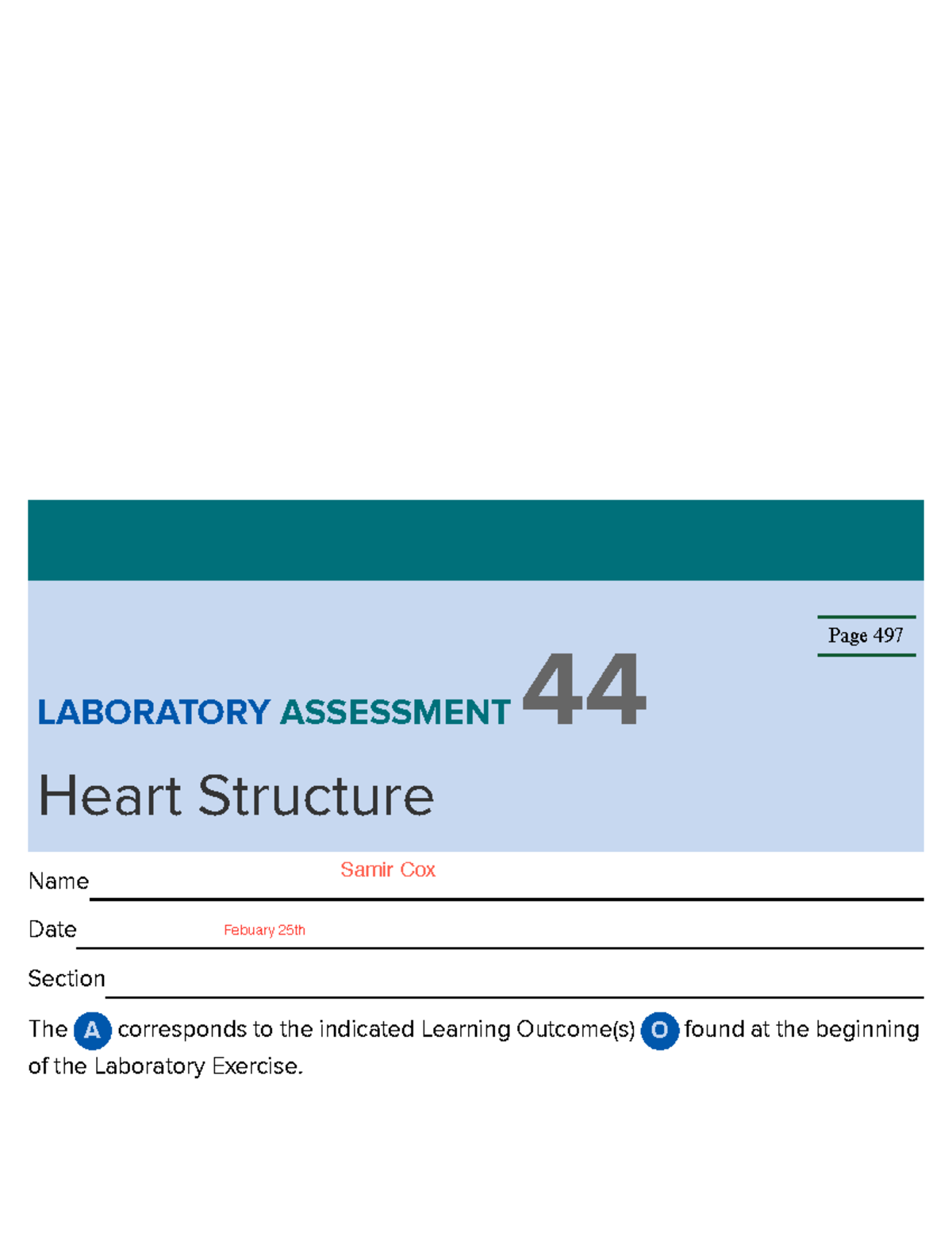 LAB 44: Heart Structure Assessment and Features Analysis - Studocu