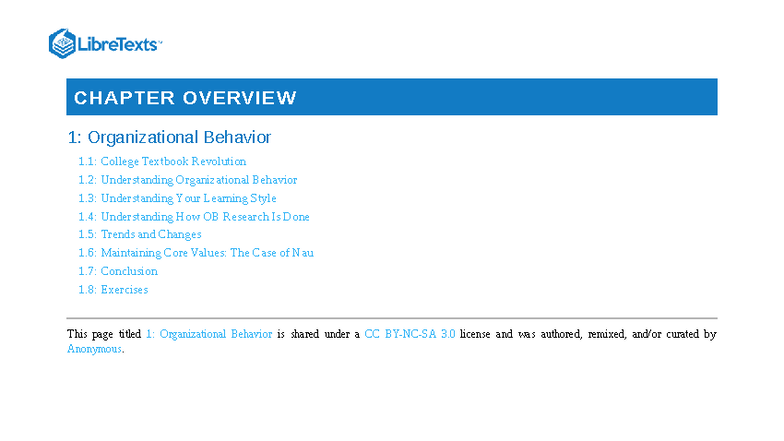 CHAPTER 1: Overview of Organizational Behavior and Key Concepts - Studocu