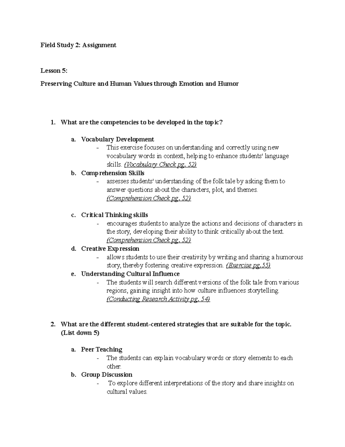 Field Study 2 Assignment - Field Study 2: Assignment Lesson 5 ...