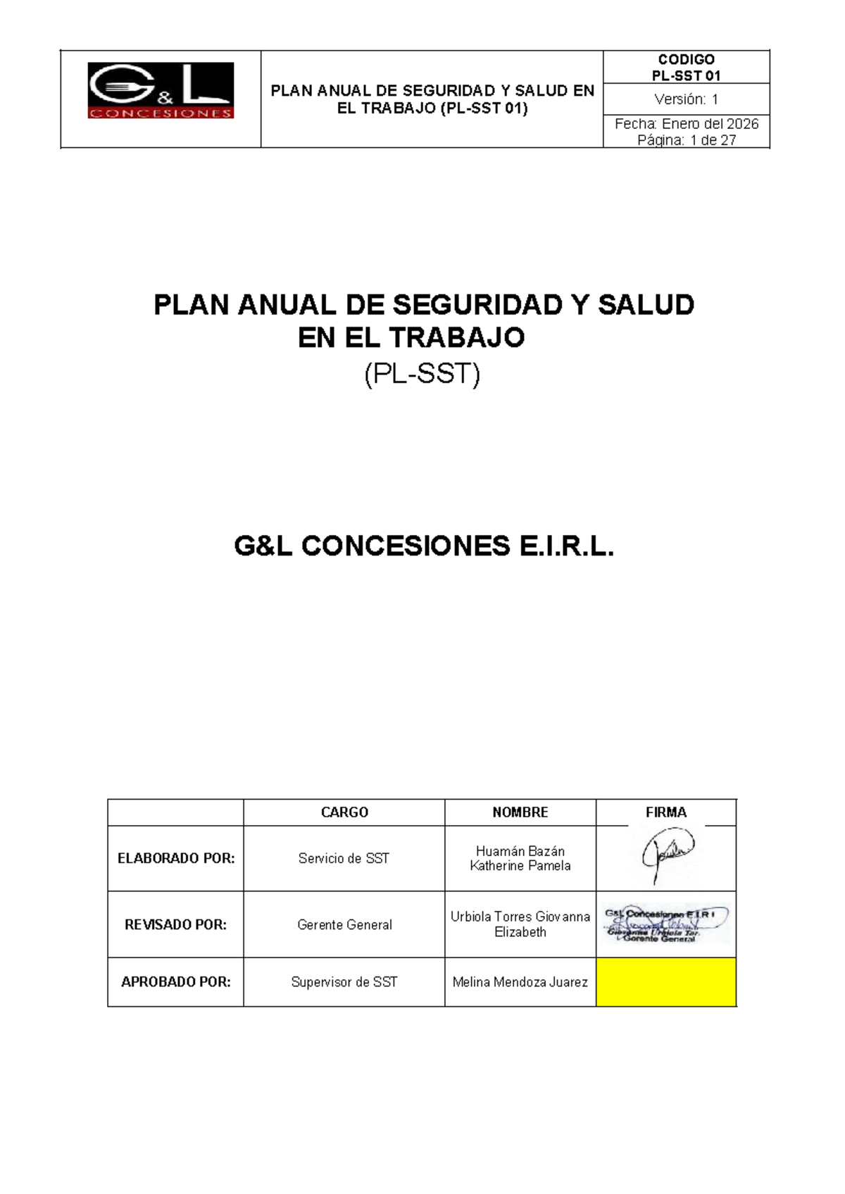 PLS-01 Plan Anual de Seguridad y Salud en el Trabajo 2026 - Studocu