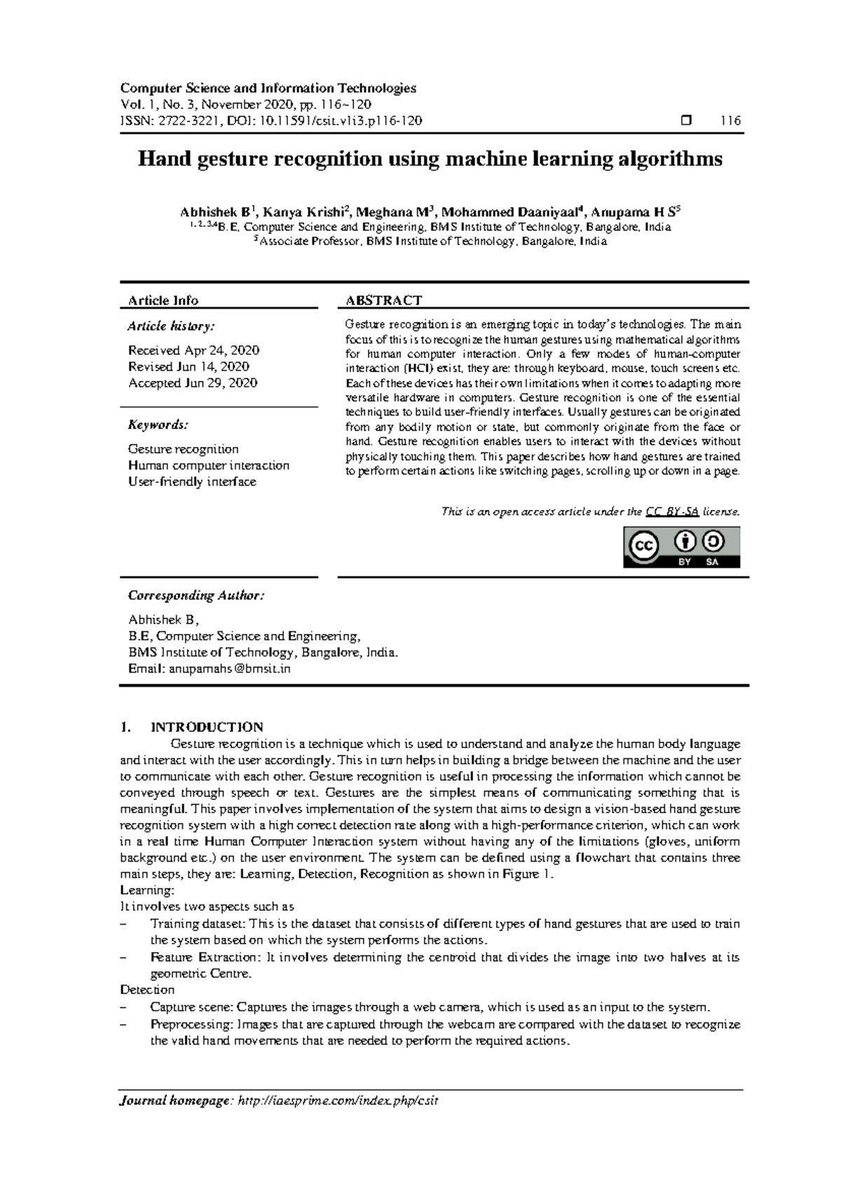 Machine Learning Algorithms for Hand Gesture Recognition in HCI - Studocu