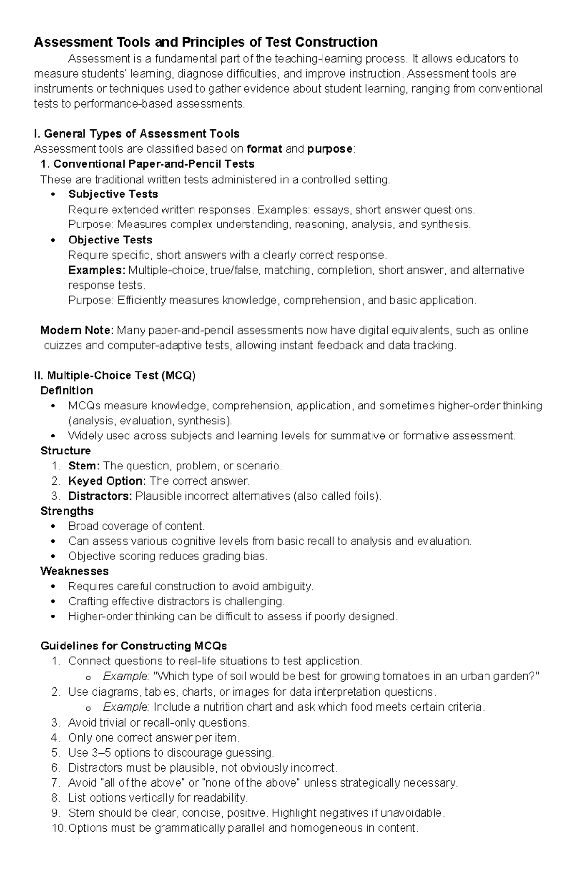 Assessment Tools & Test Construction Principles: A Comprehensive Guide ...