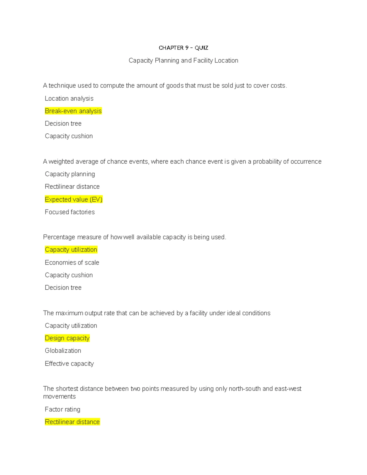 Chapter 5 - Total Quality Management Quiz Notes - Studocu