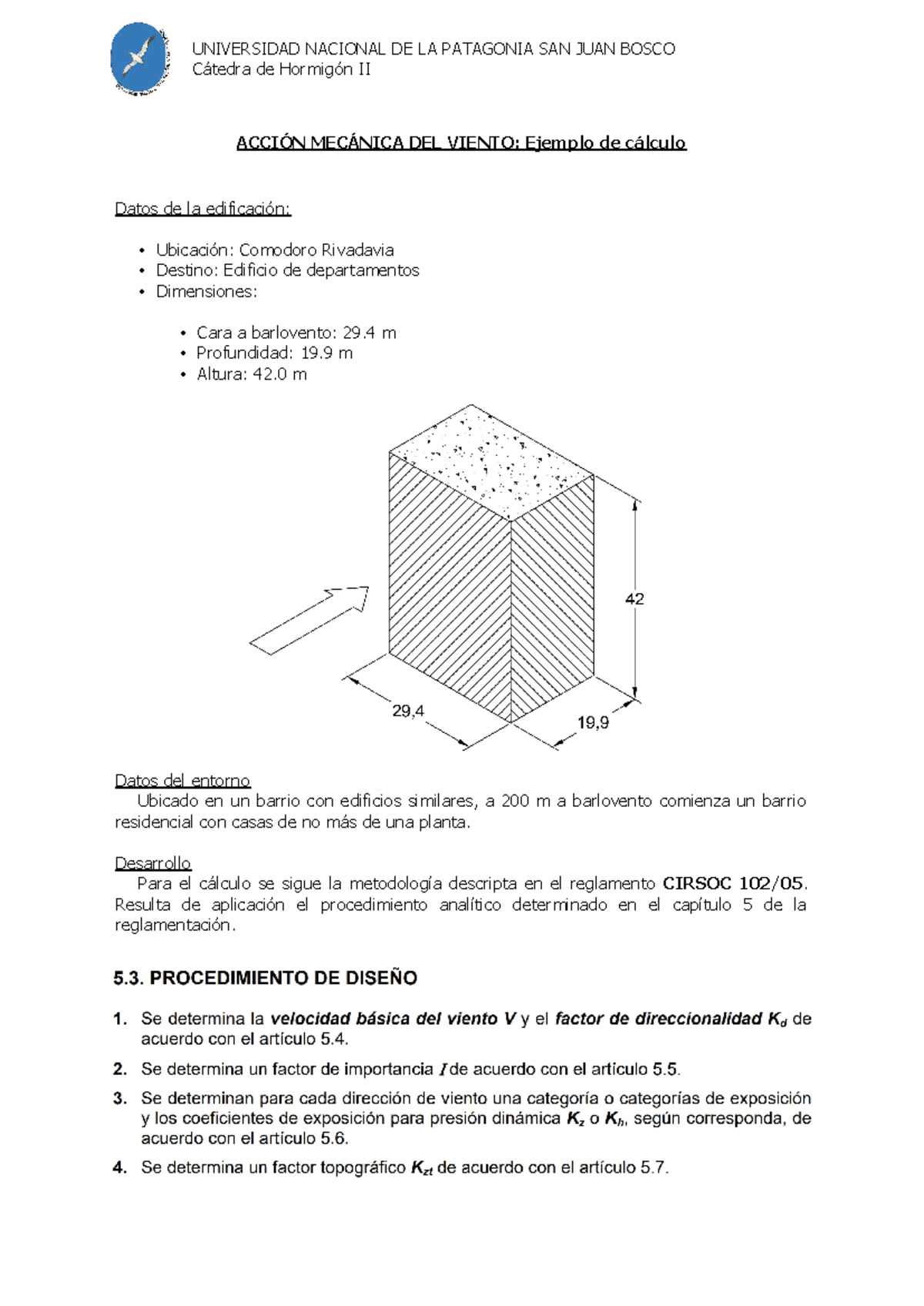 Ejemplo de Cálculo de la Acción del Viento - CIRSOC 102 05 - Document Preview