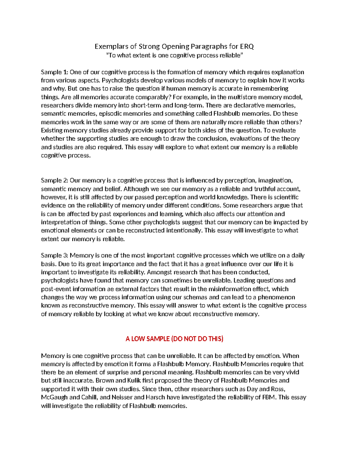Exemplars of Strong Opening Paragraphs for ERQ on Cognitive Processes ...