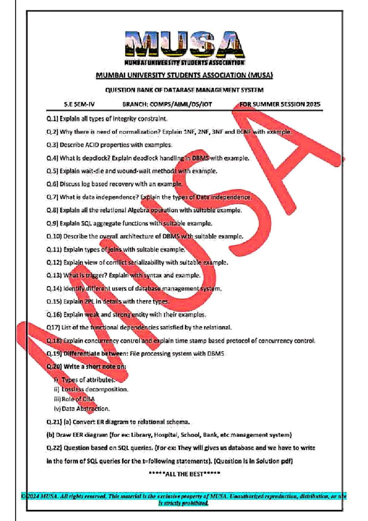 MUS MUSA Practice Paper 1 & 2: Microprocessor S.E Branch Summer 2025 ...