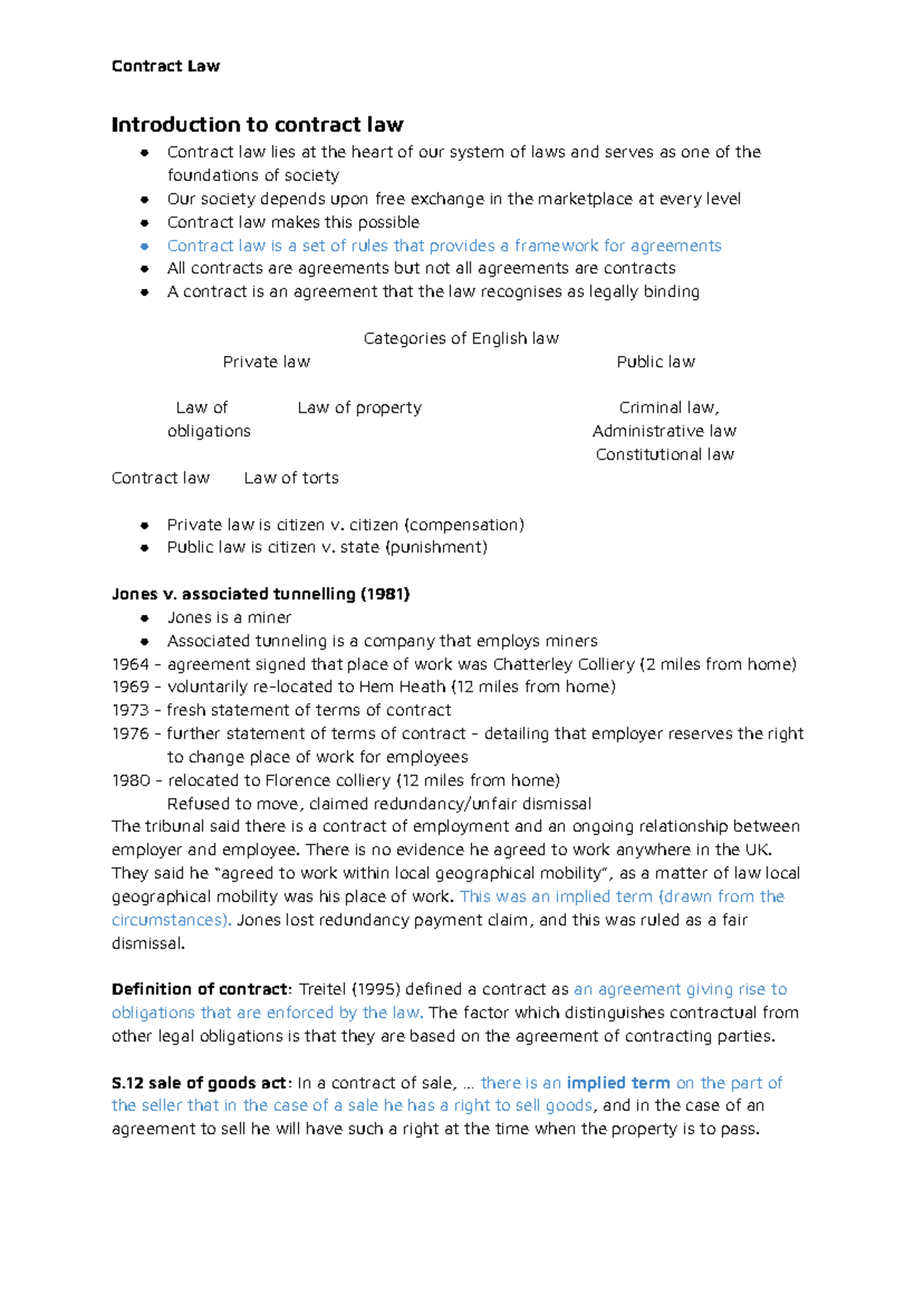Contract Law Notes: Key Concepts & Case Studies Overview - Studocu
