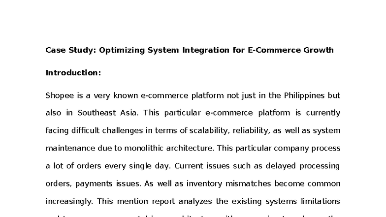 CS-OPT: E-Commerce System Integration Growth Case Study - Studocu