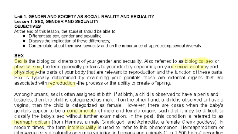 Unit 1: Gender and Society - Understanding Sex, Gender, and Sexuality ...