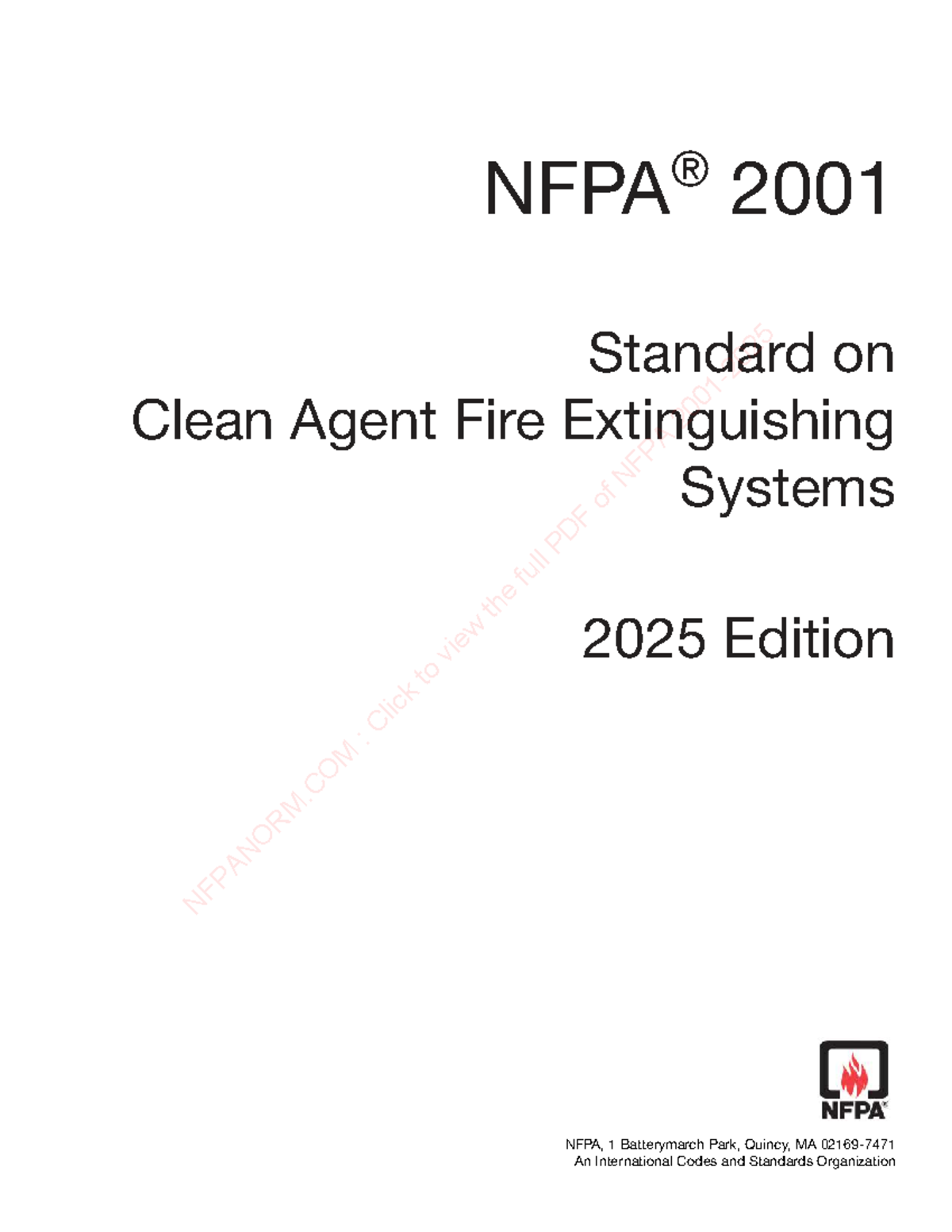 NFPA 2001 Standard on Clean Agent Fire Extinguishing Systems - 2025 Edition - Document Preview