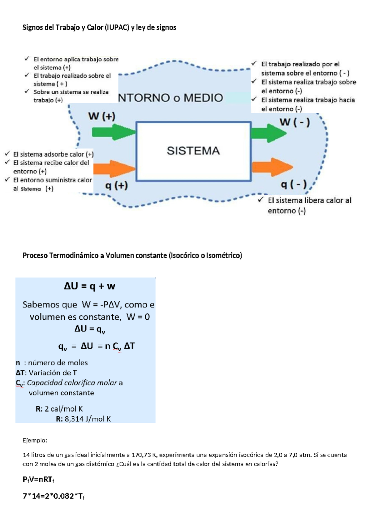 Termodinámica y Química: Resumen de Procesos Isocóricos y Isotérmicos ...