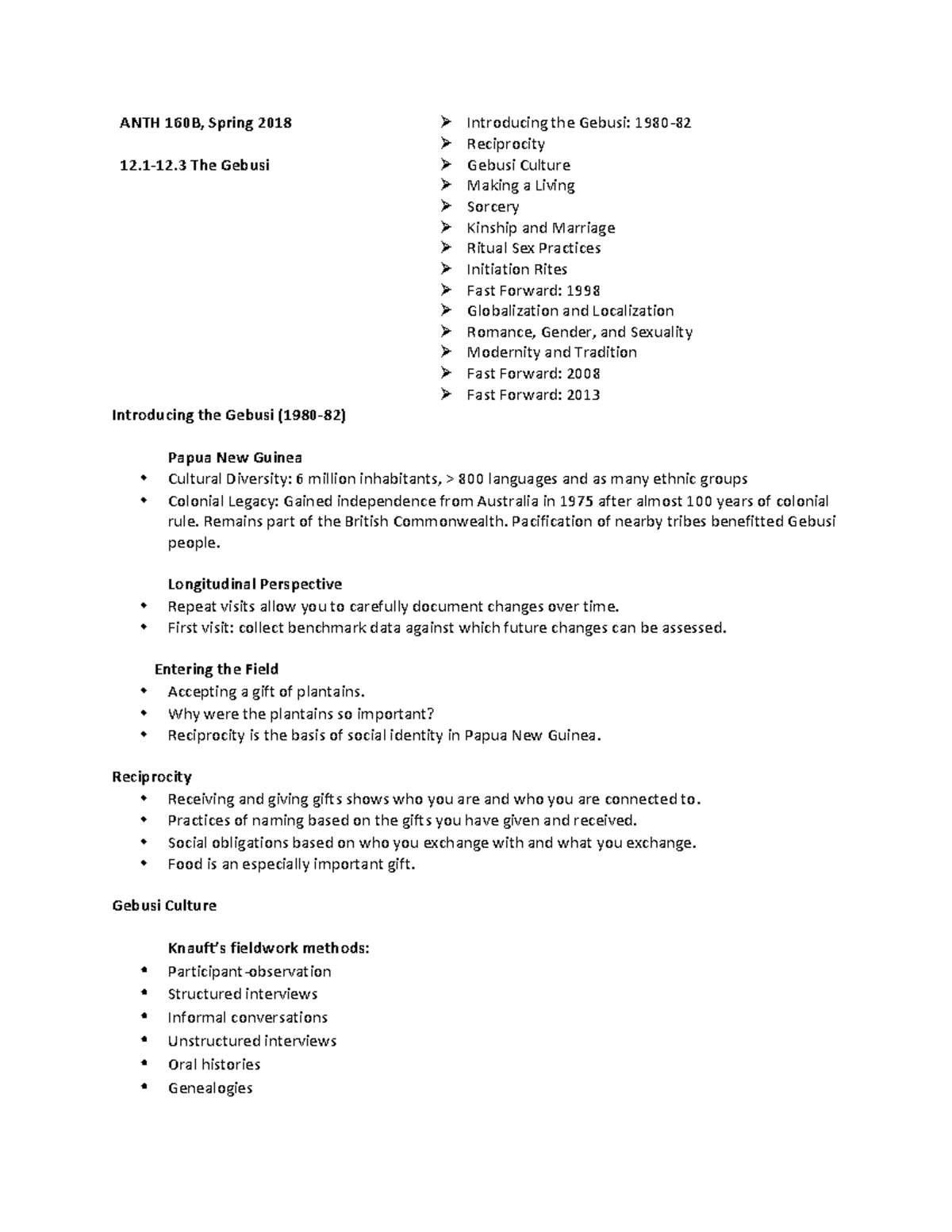 12.1-12.3 The Gebusi - Prof. Childs Spring 2018 - ANTH 160B, Spring 12 ...