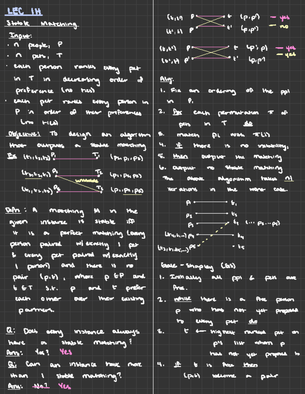 CIS121 Lec 1H - GS Algorithm - LECIHCt P . - ftp ' ####### ) yes ...