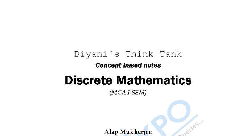 Discrete Mathematics (MCA I SEM) Concept Notes and Theoretical ...