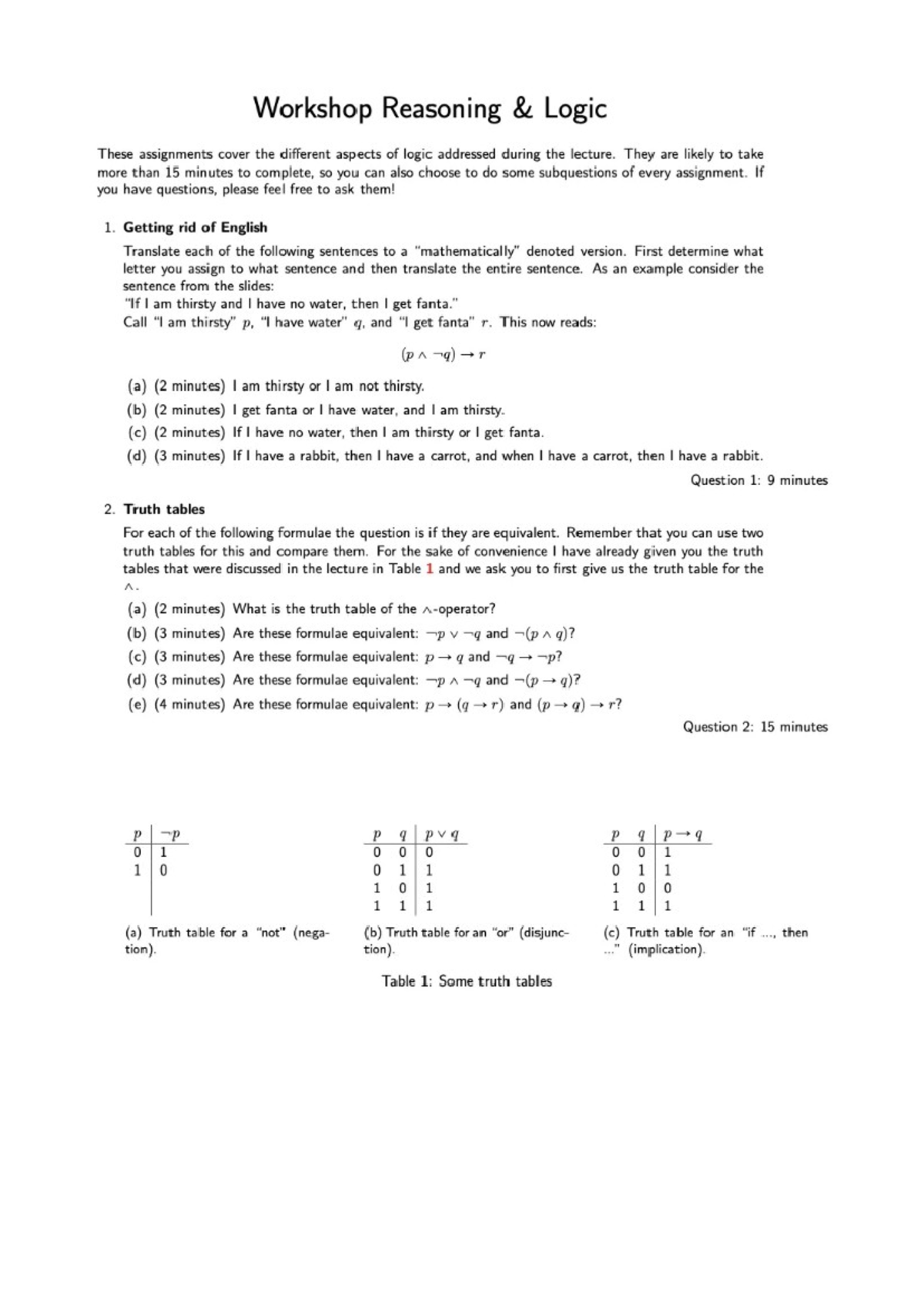 Workshop on Reasoning Logic Assignments and Exercises - Studeersnel