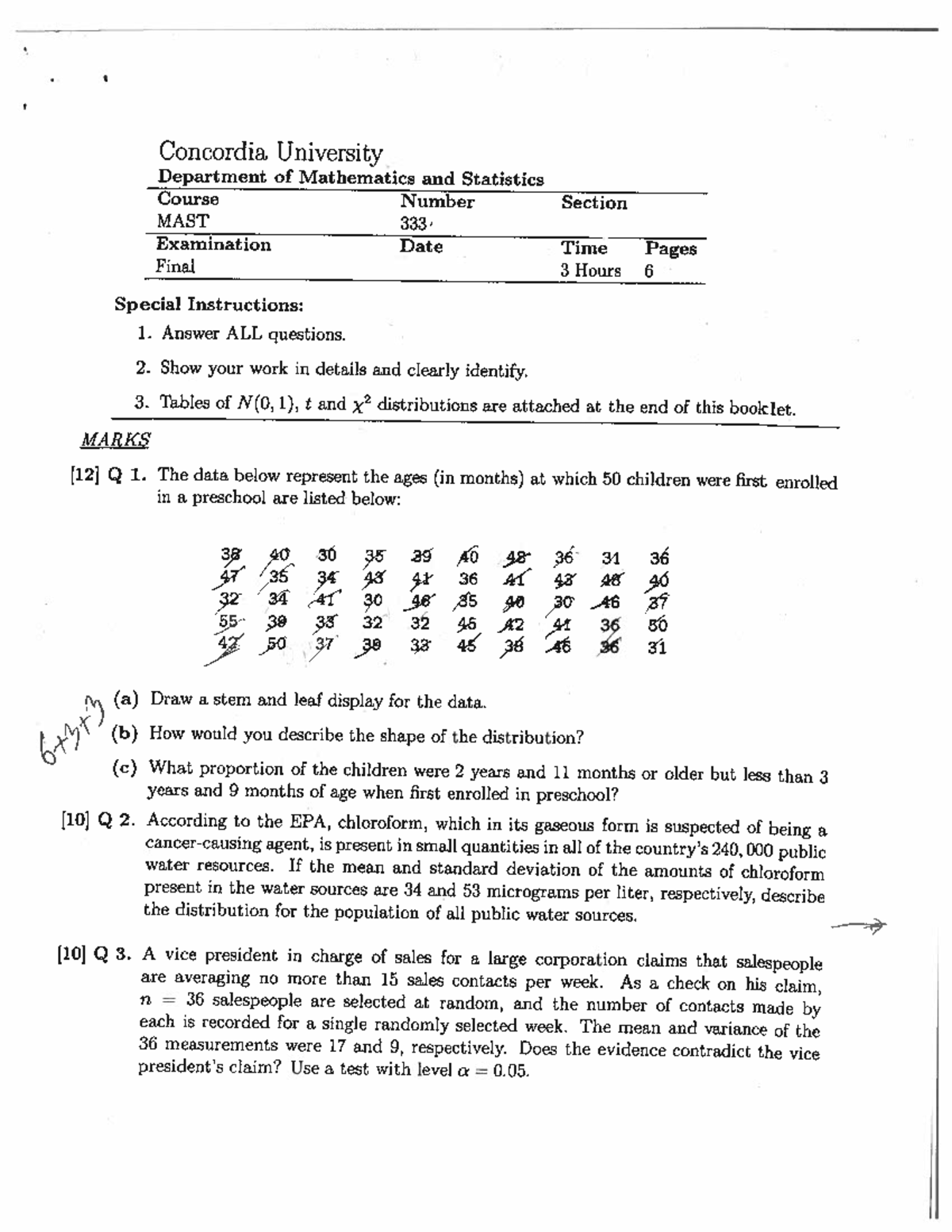 Final Exam Review for MAST333 - Statistics & Data Analysis - Studocu