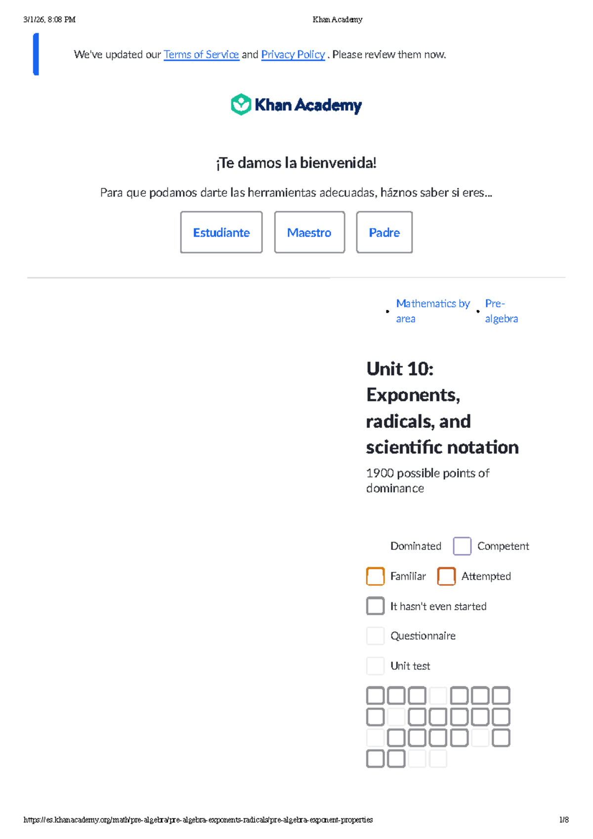 Khan Academy Prealgebra Unit 10: Exponents & Scientific Notation - Studocu