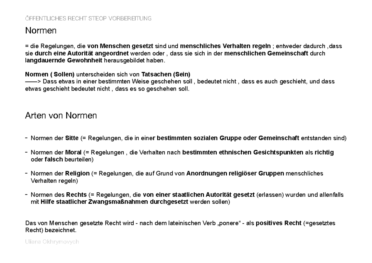 Öffentliches Steop - Einführung in Normen und Rechtswissenschaften ...
