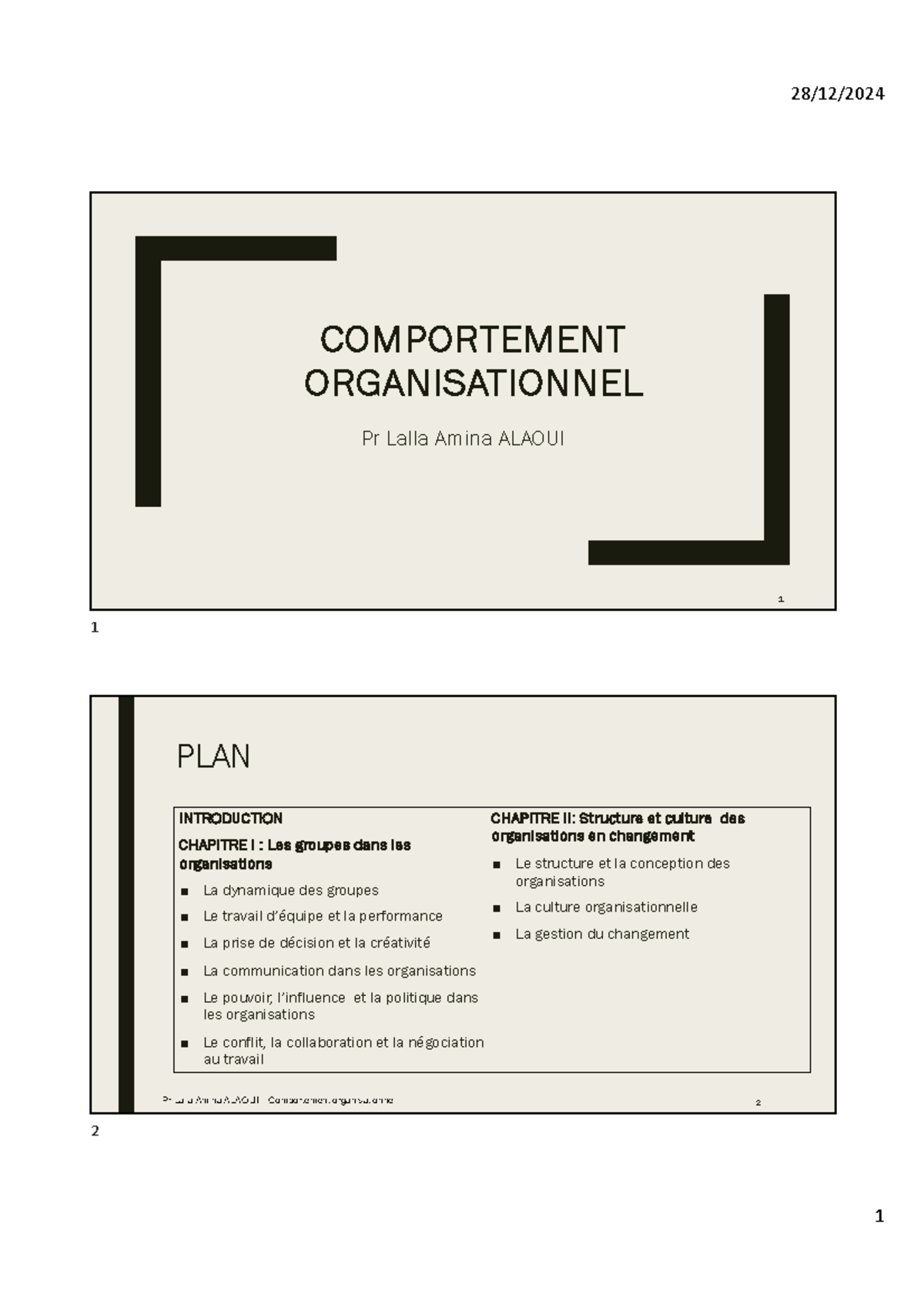 Comportement Organisationnel - Master SMRH - Notes et Concepts Clés ...