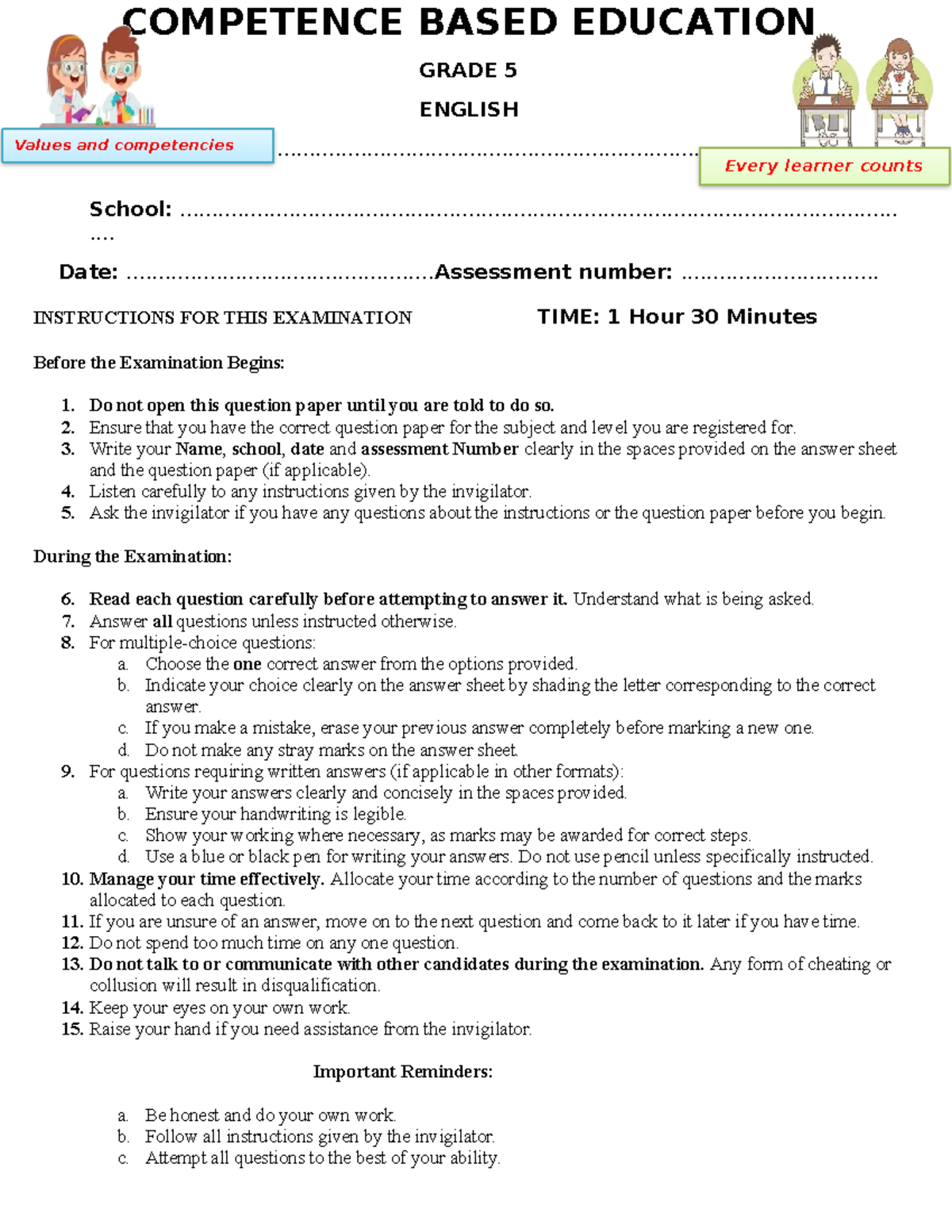 COMP 5 ENGLISH: Practice Notes for Competence-Based Assessment - Studocu