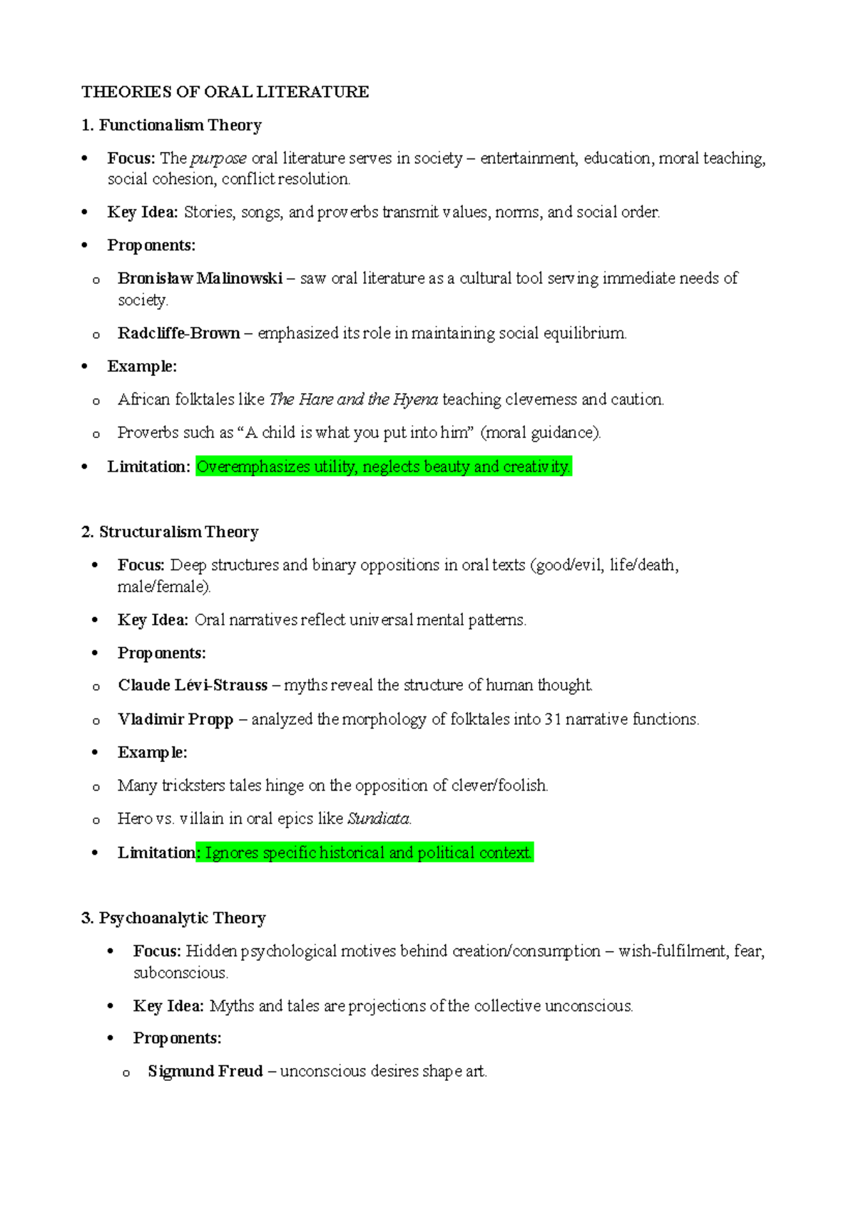 Theories of Oral Literature: An In-Depth Analysis - Studocu