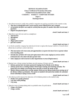 COMP PP2 MS - Computer Studies Paper Two Marking Scheme - Studocu