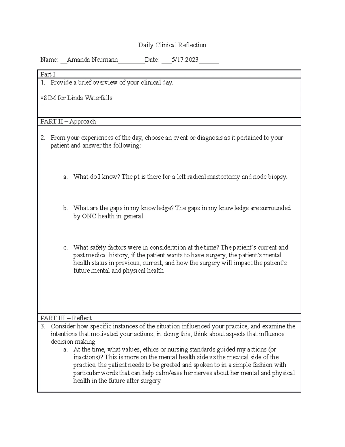 NSG 425 Ticket to Sim Prelab Reflection - Day 1 Activities - Studocu