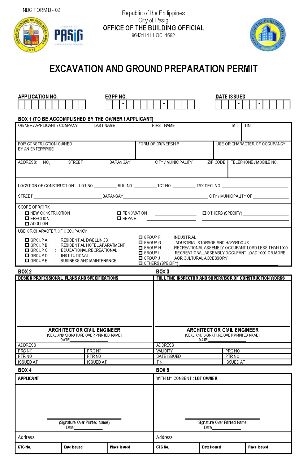 Civil/Structural Permit Application - City of Pasig, Philippines - Studocu
