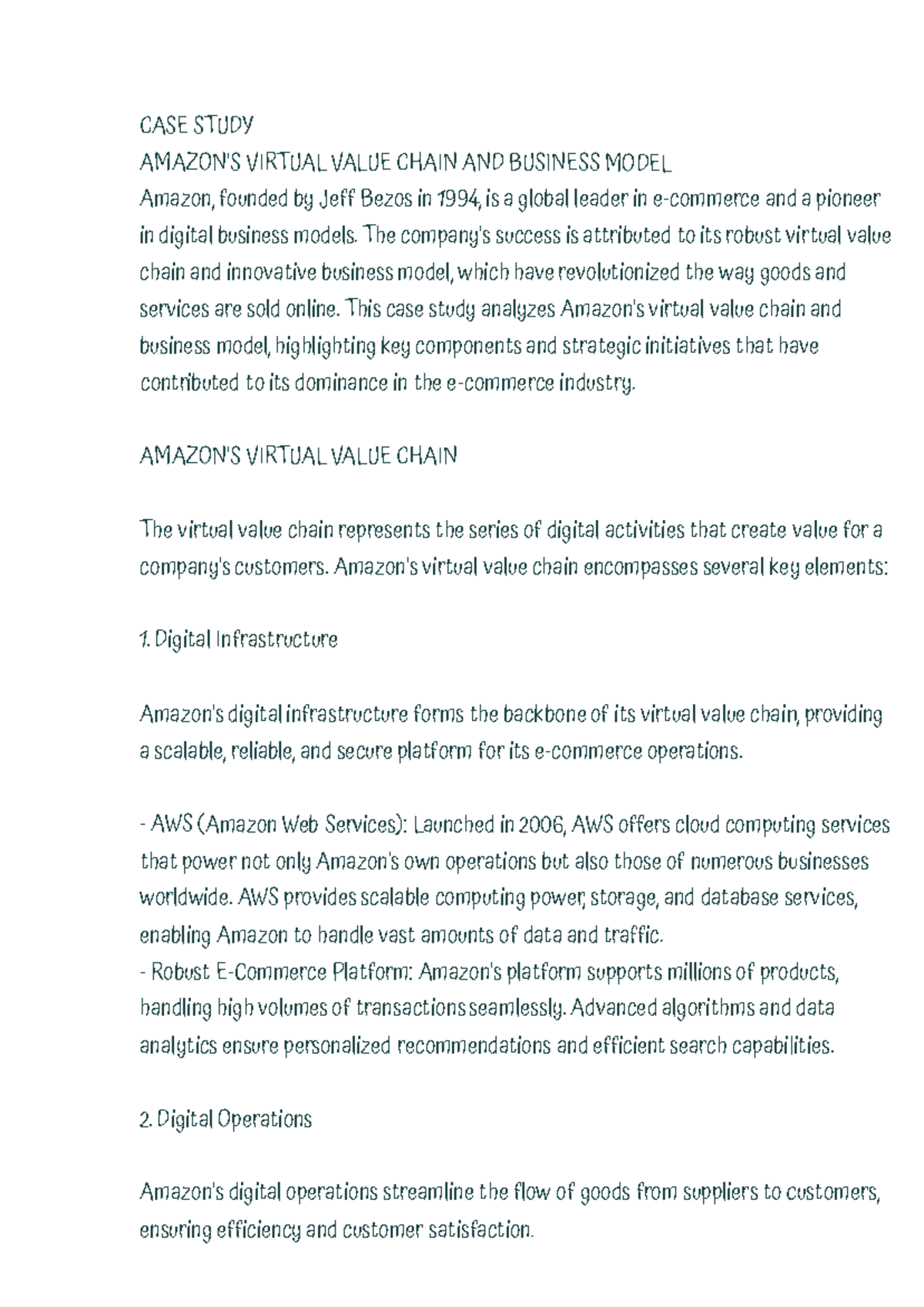 BIT 2315 - Case Study on Amazon's E-Commerce Value Chain and Model ...