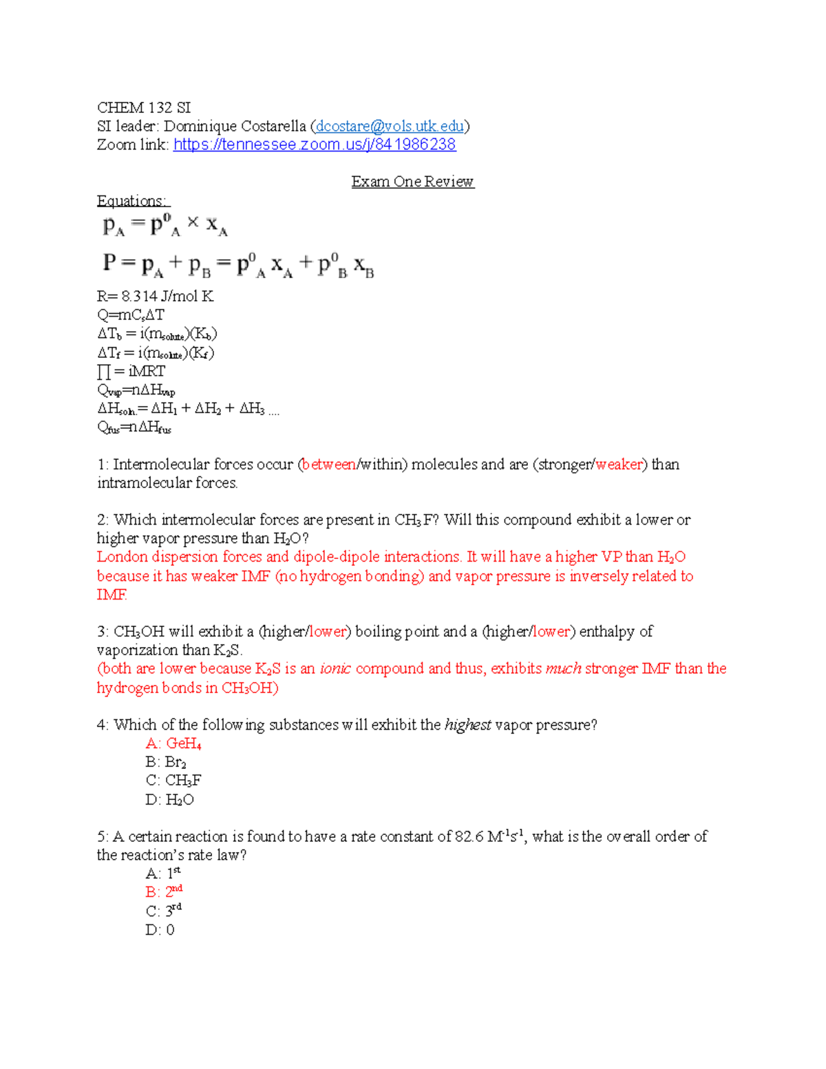 CHEM 132 - Exam 1 Key Review & Study Guide - Studocu