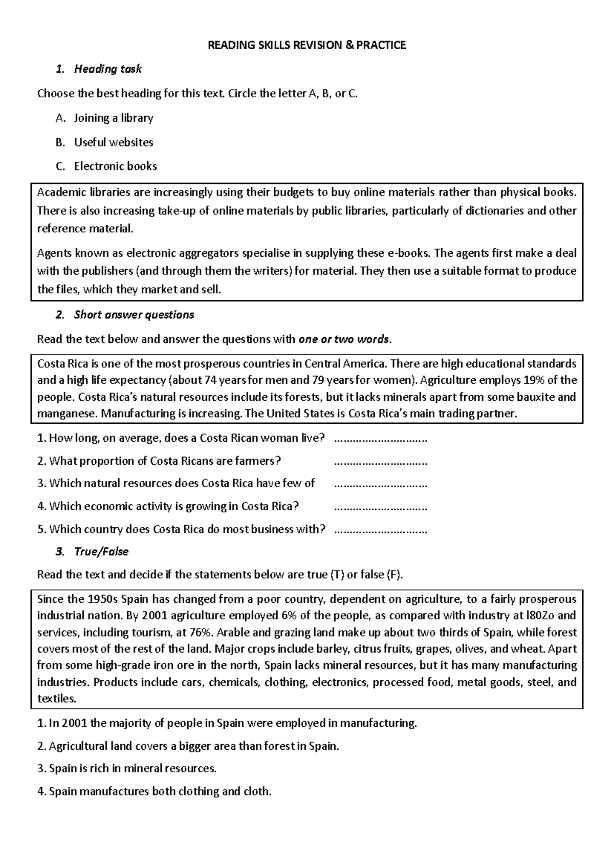 PART 2 - Revise & Practice Reading Skills for Improvement - Studocu