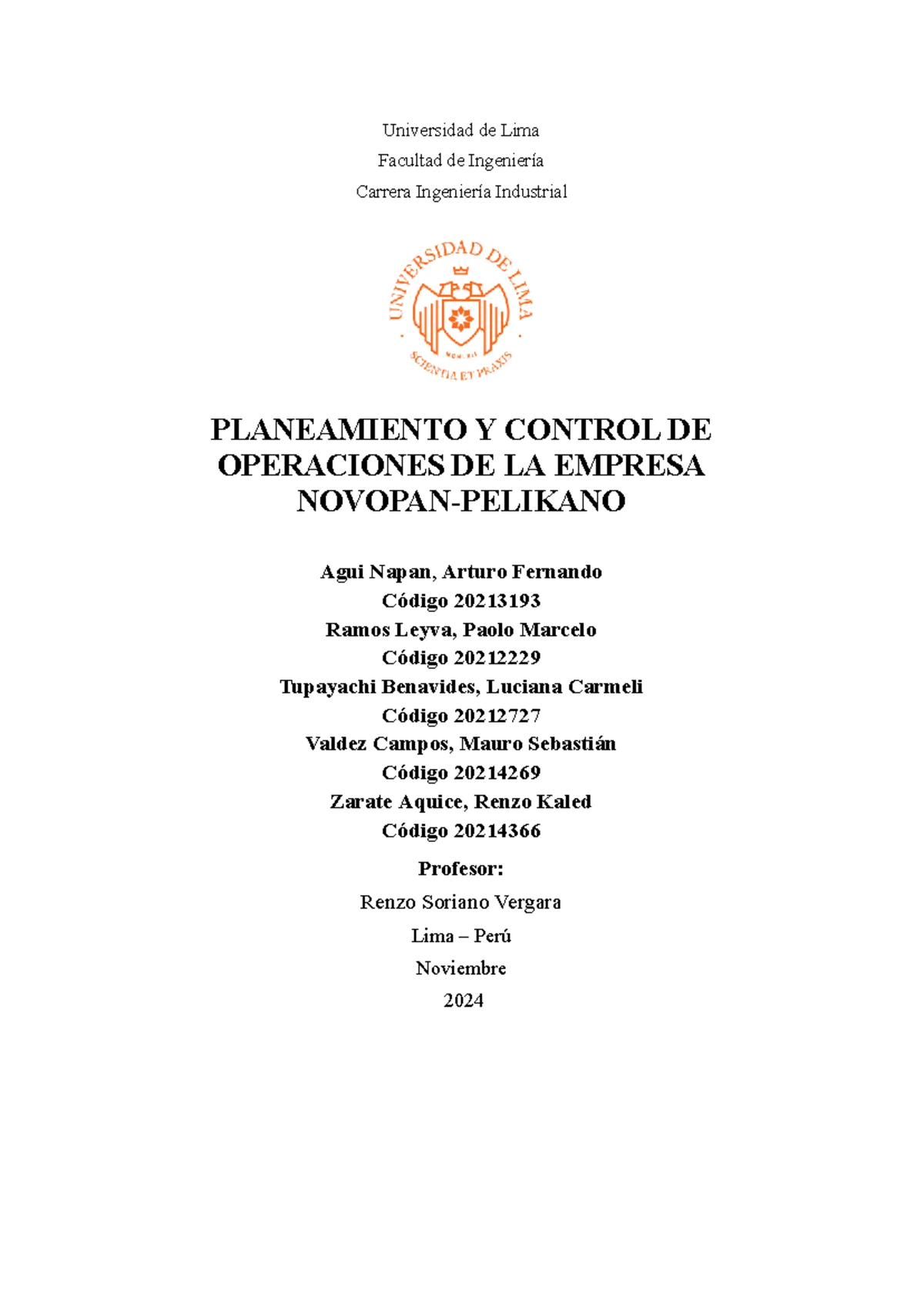 Trabajo de Planeamiento y Control de Operaciones PCO 20212550 - Studocu