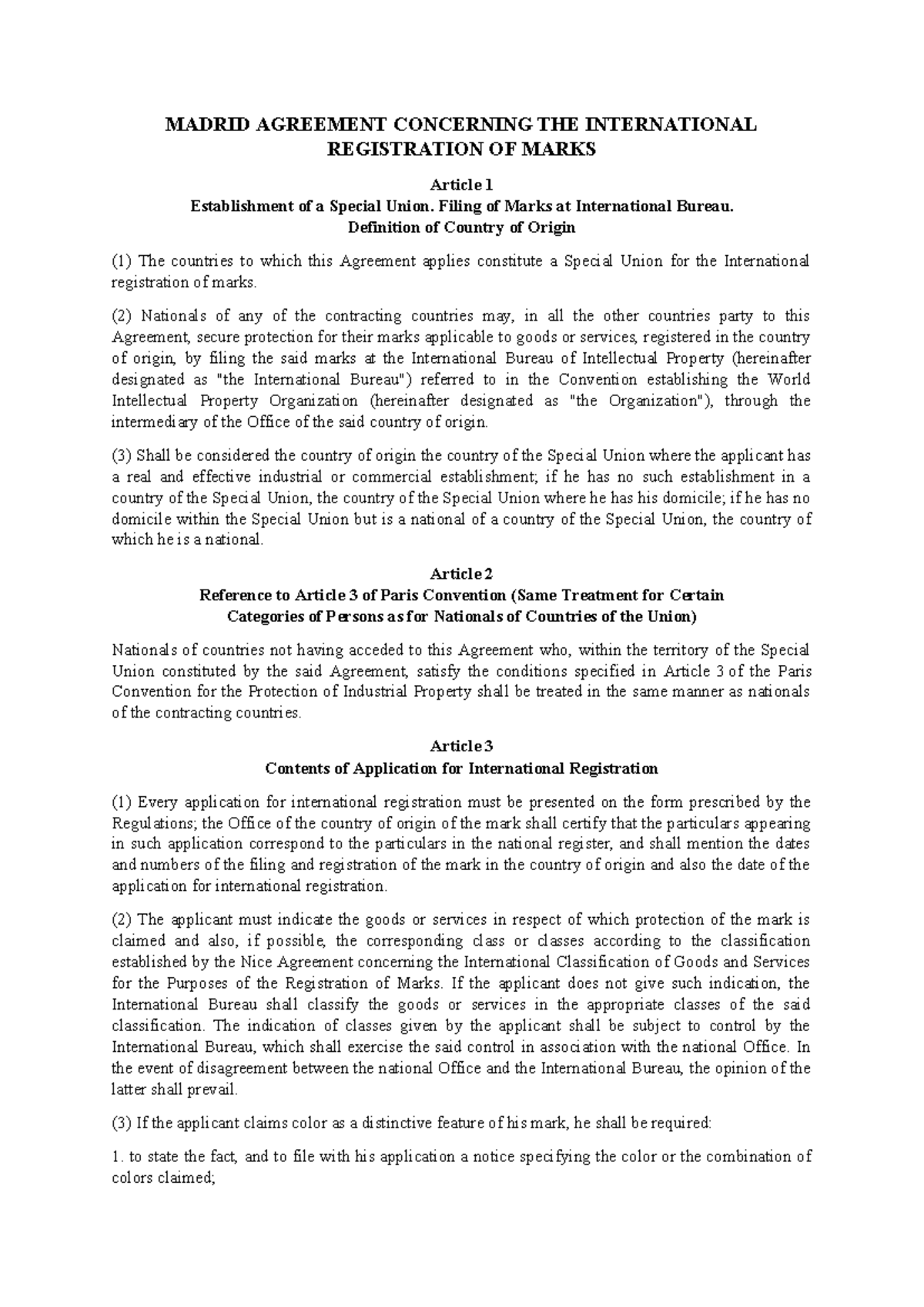 Madrid Agreement: International Registration of Marks (ENNG) - Studocu