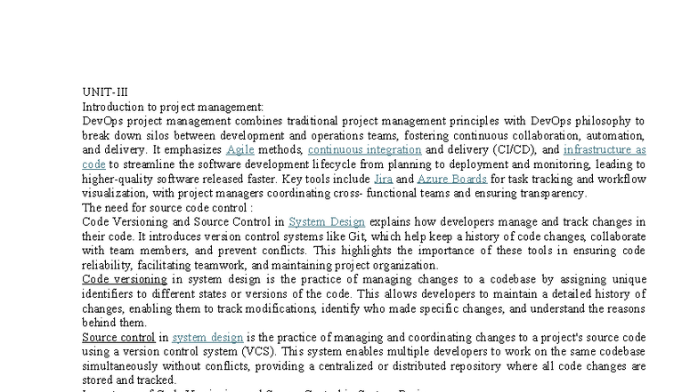 UNIT-III - DevOps Project Management and Source Control Notes - Studocu
