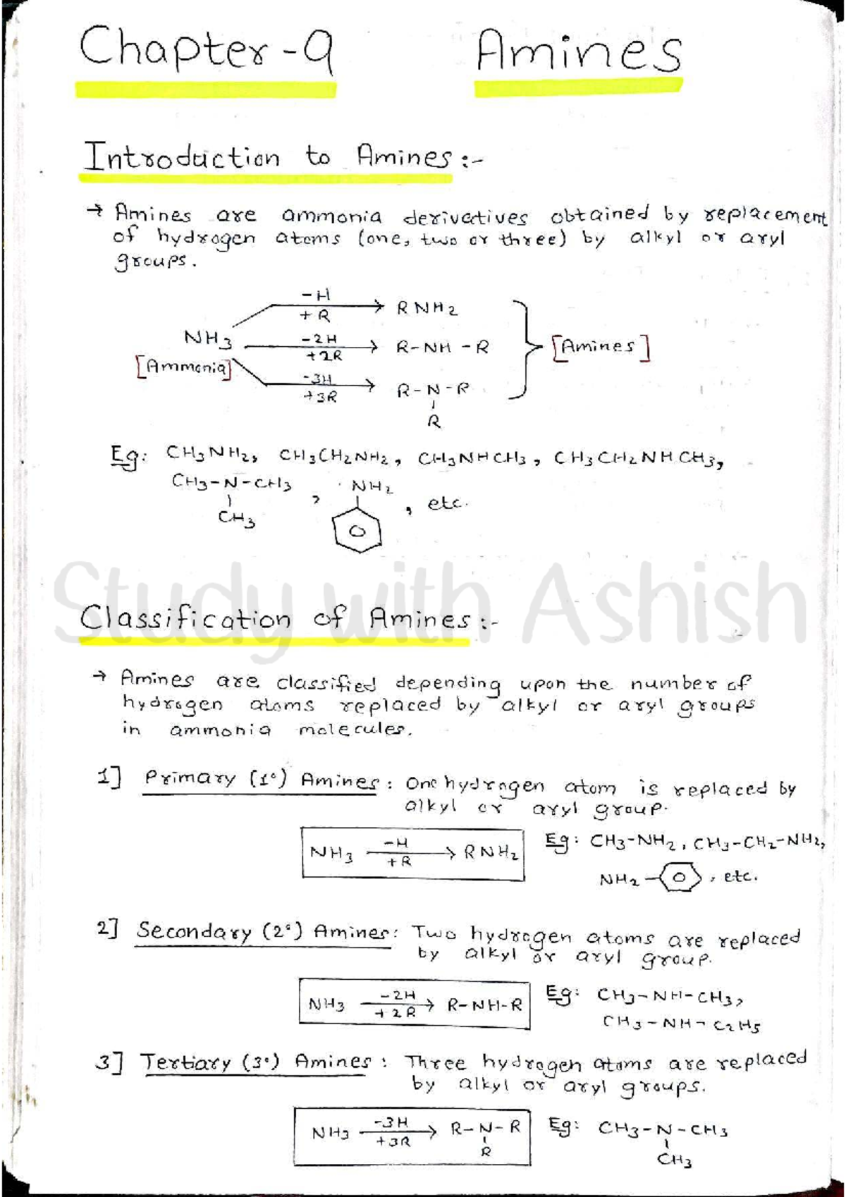 Amines - Introduction and Preparation Methods (Chem 101) - Studocu