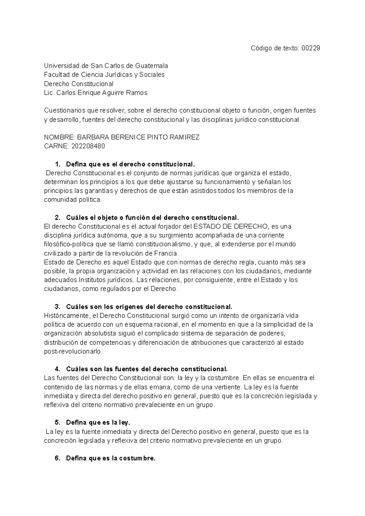 Cuestionarios de Derecho Constitucional 00229 - 2023 - Studocu