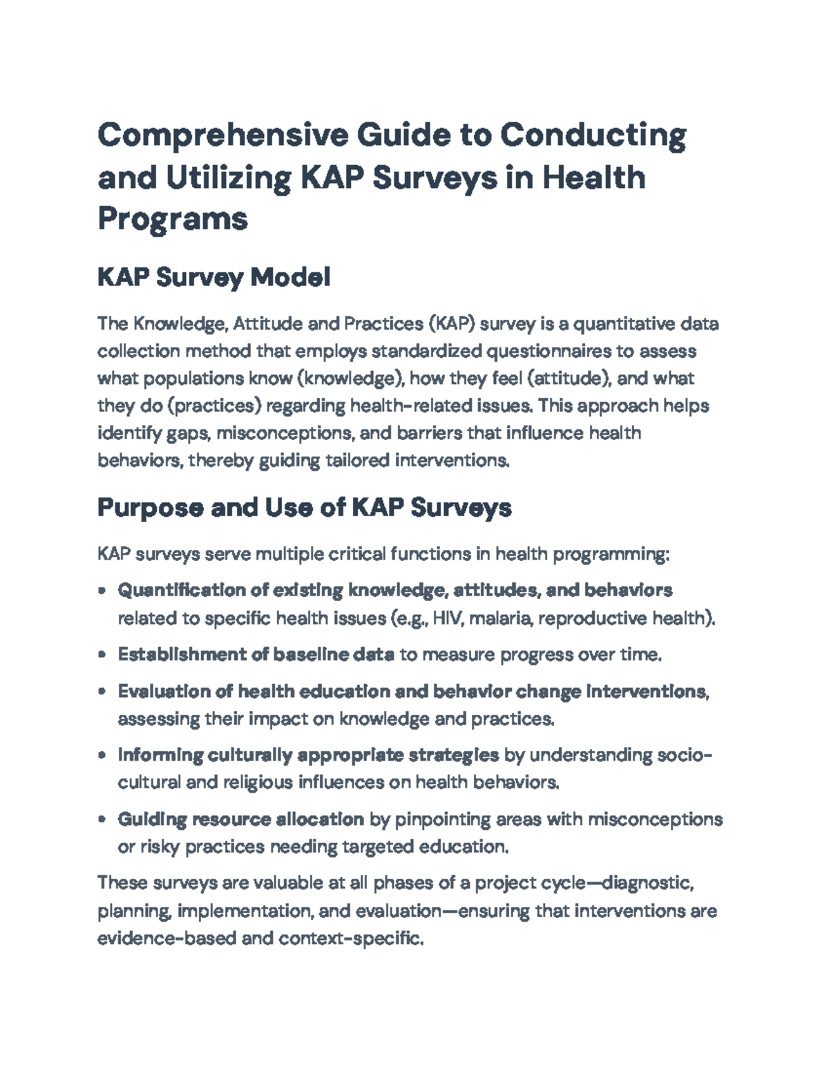 Comprehensive Guide to KAP Surveys in Health Programs (Course Code ...
