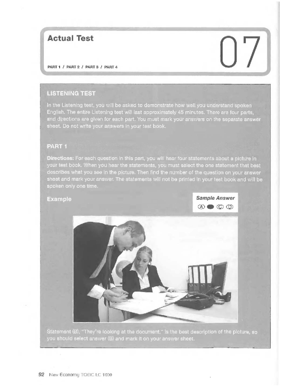 Listening Test 07 - TOEIC LC Parts 1-4 Overview - Studocu