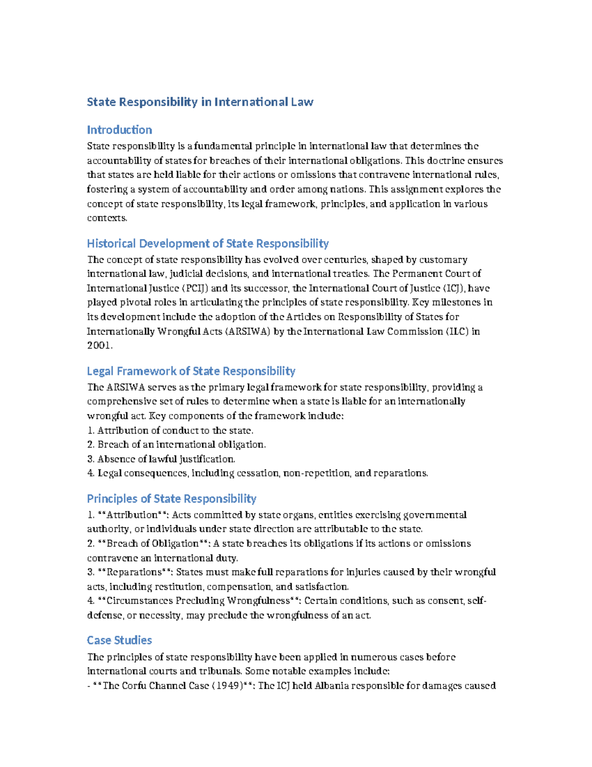 State Responsibility Under International Law: Key Principles & Cases ...