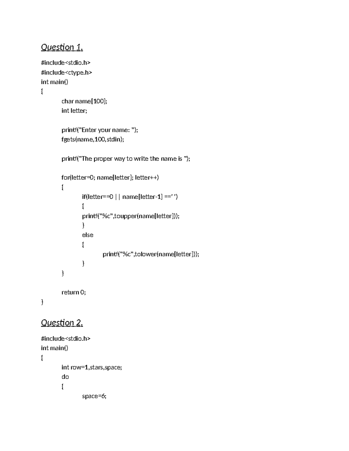 Programming Assignment: C Code Solutions and Explanations - Studocu