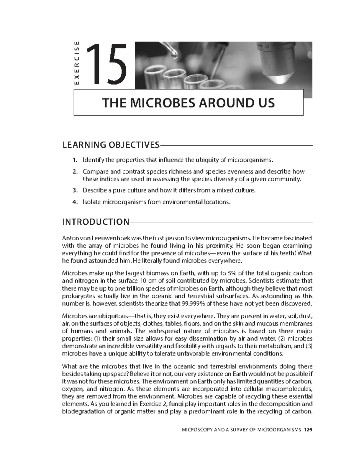 Exercise 15: The Microbes Around Us - Understanding Microbial Diversity ...