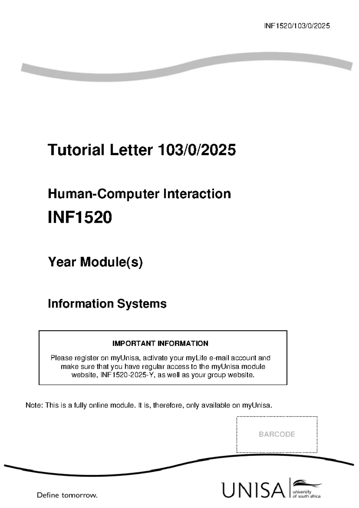 Assignment 2 INF1520: Interaction in Information Systems Tutorial ...