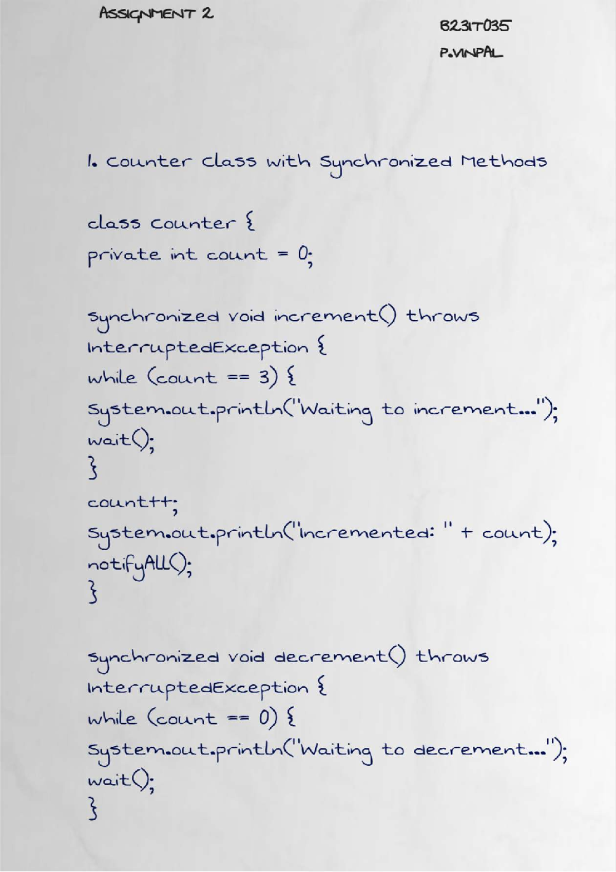 Java assignment 2 B231T035 - Counter class and file operations - Studocu