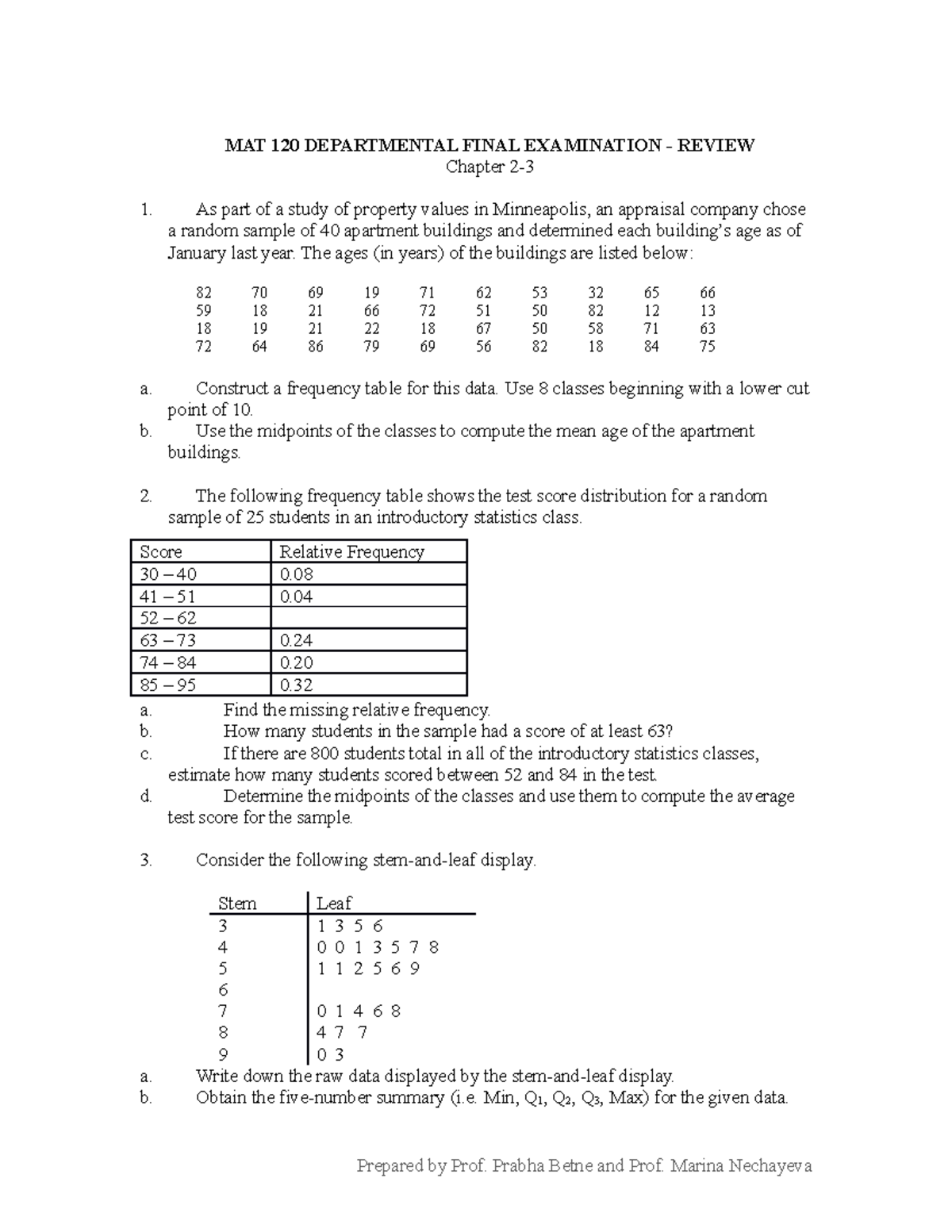 Reviewfor Mat 120 Finalexaminationsp 111 - MAT 120 DEPARTMENTAL FINAL ...